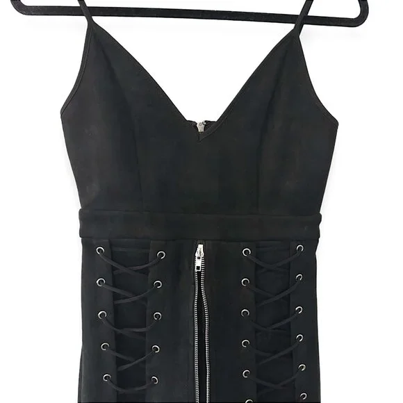 Seek The Label Faux Suede Lace-Up Bodycon Dress - Picture 6 of 11